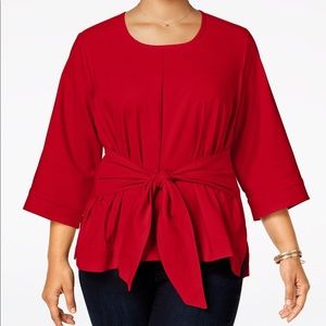 Melissa McCarthy Red Front Tie Blouse, Size 2X